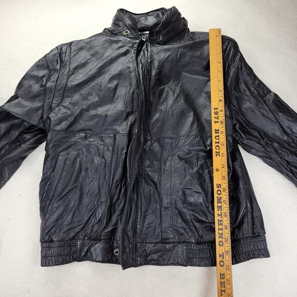 Vintage Nika Jacket Mens Sz 40 (Medium) Black Leather Gorpcore Biker Hooded Coat - Picture 5 of 16